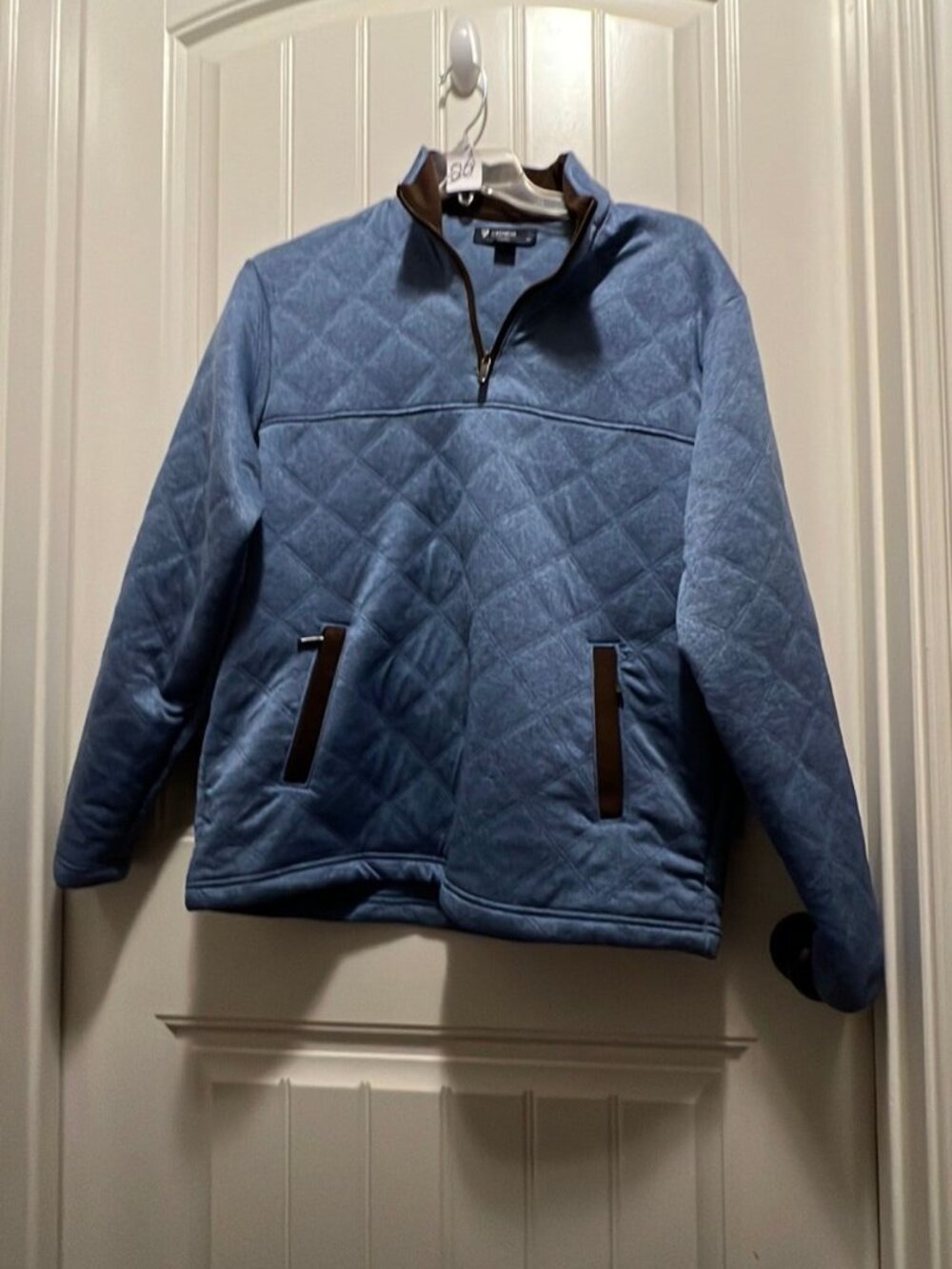 Cremieux Blue and Brown Quilted Pullover Size L